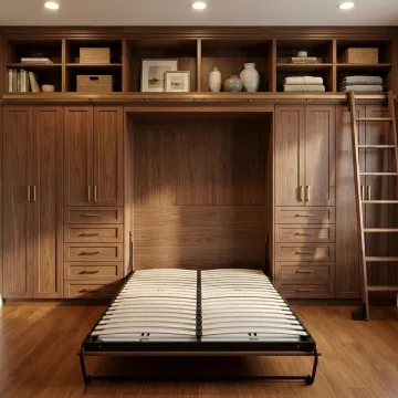 Custom closet Murphy bed with built-in cabinetry