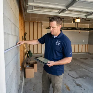 Designer planning custom garage storage cabinets