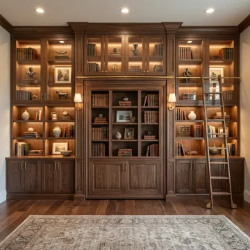Custom library Murphy bed bookcase in a home