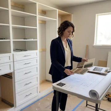 Designer reviewing custom closet plans