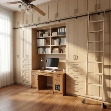 Murphy wall bed in a modern home office