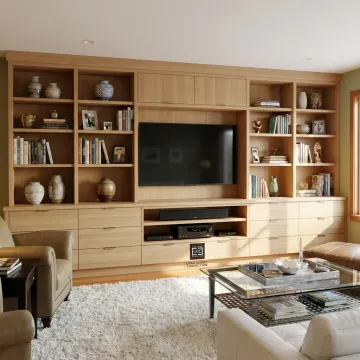 Custom living room storage cabinets