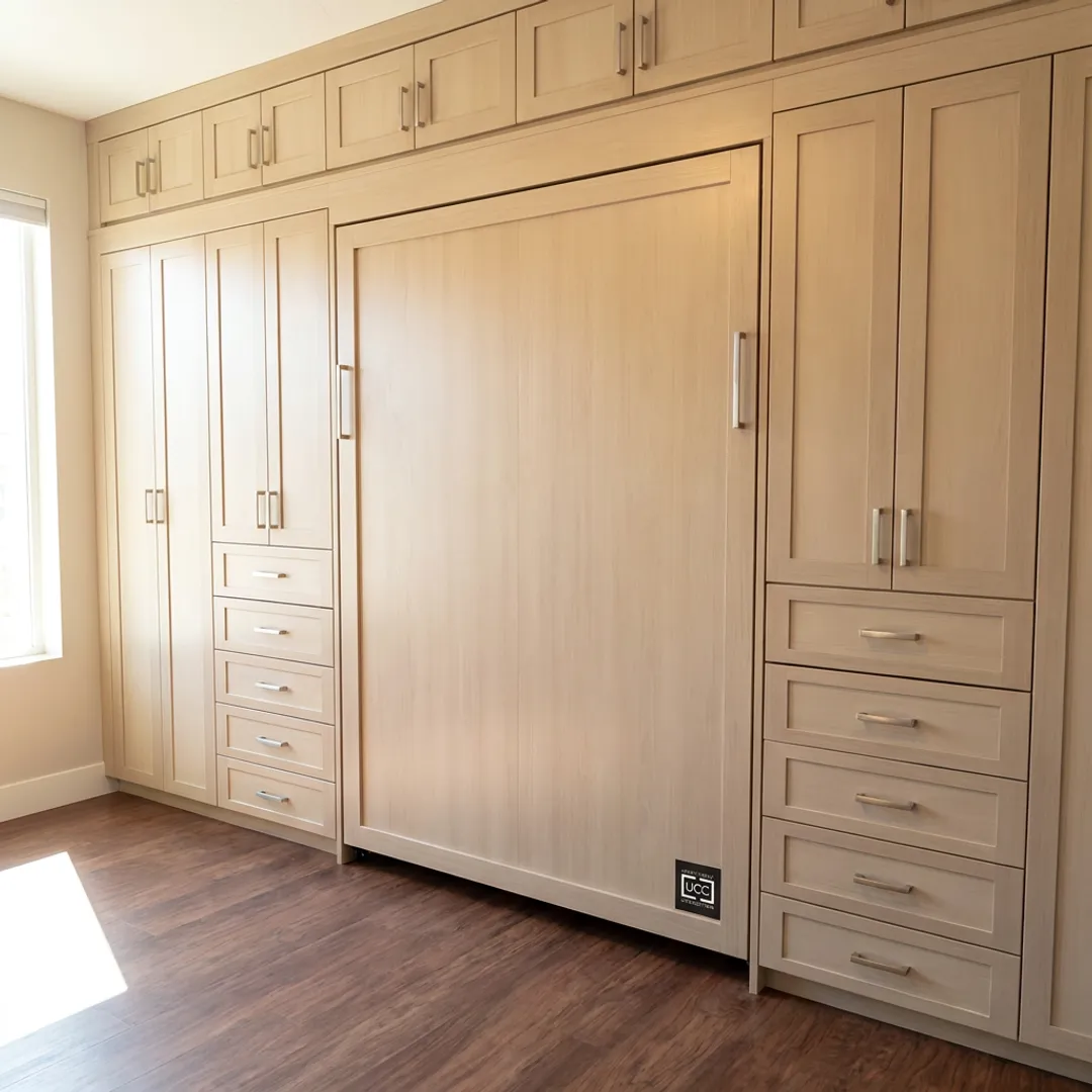 Custom Murphy bed in a Utah guest room
