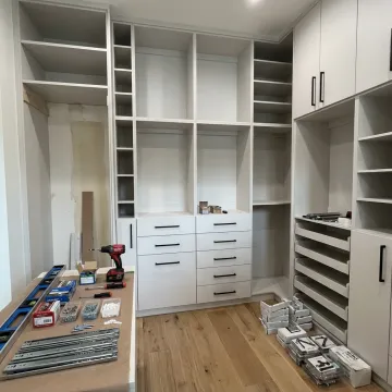 Custom cabinet installation in an organized home