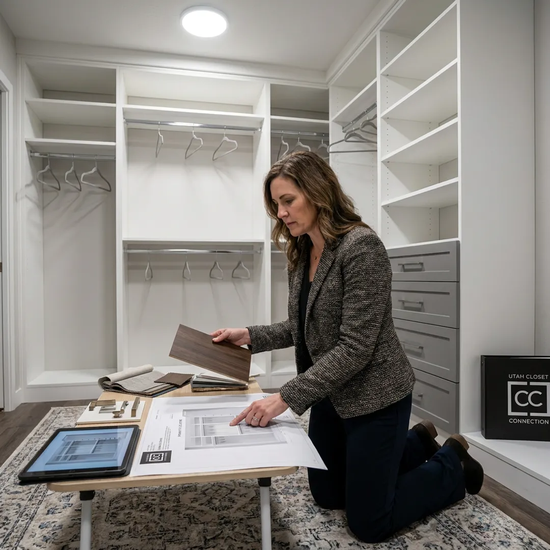 Designer reviewing custom closet plans