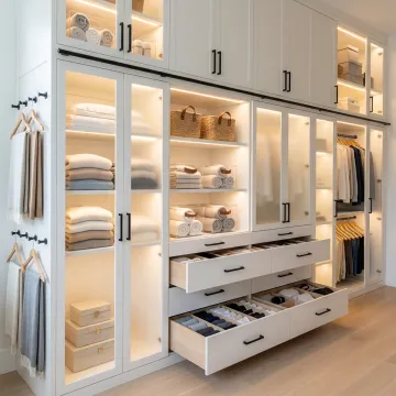 Premium custom cabinets in an organized modern room