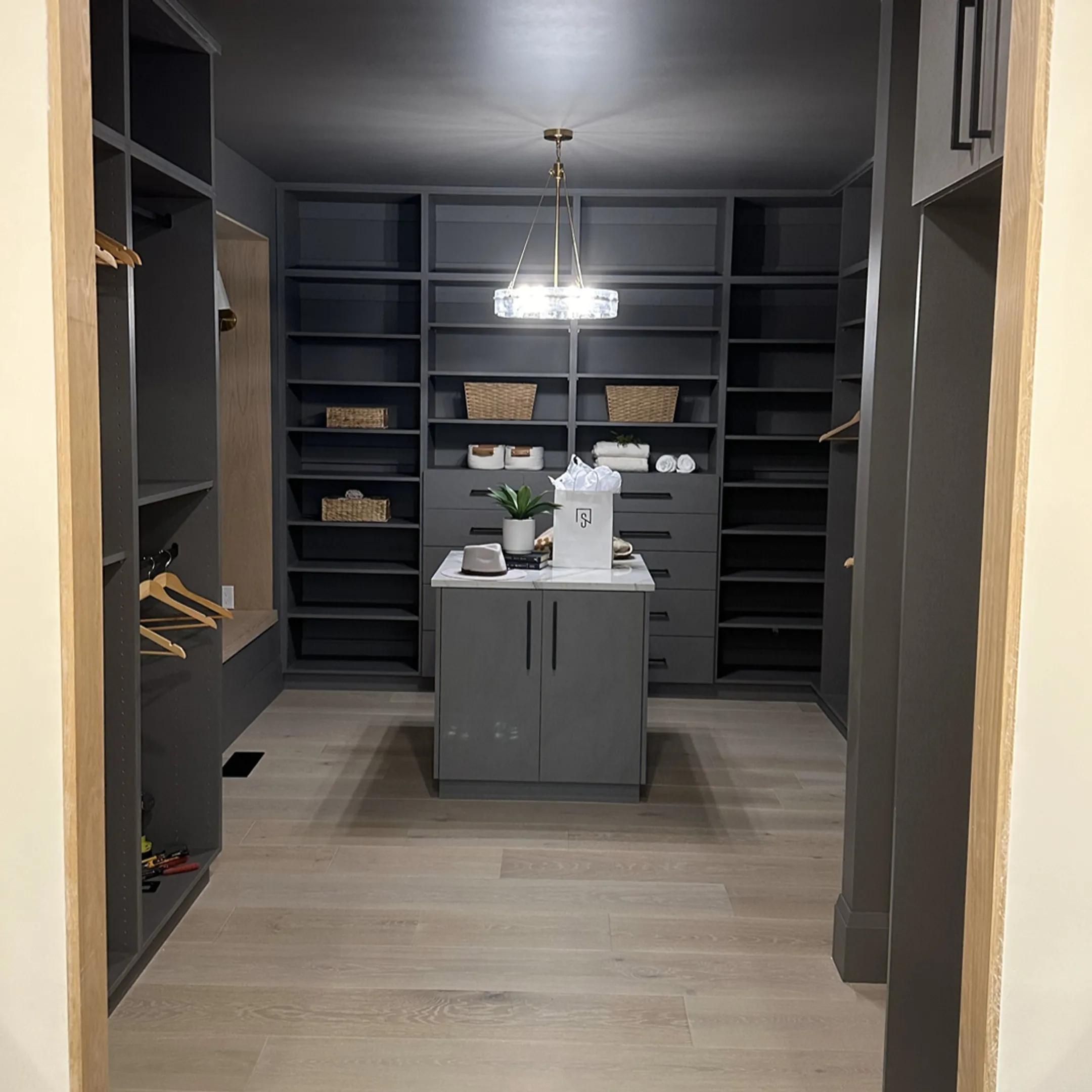 Custom wardrobe closet with built-in storage