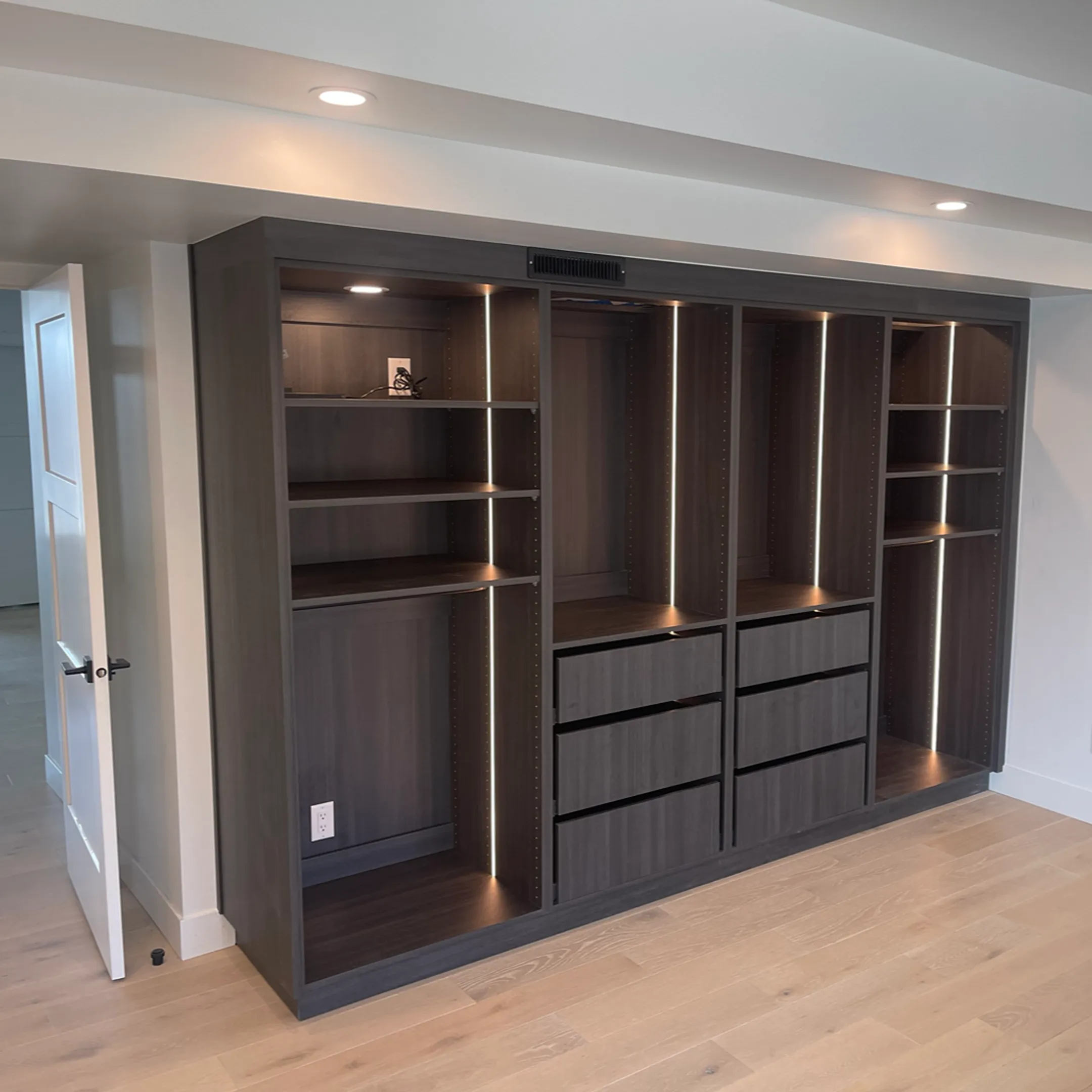 Custom living room storage cabinets