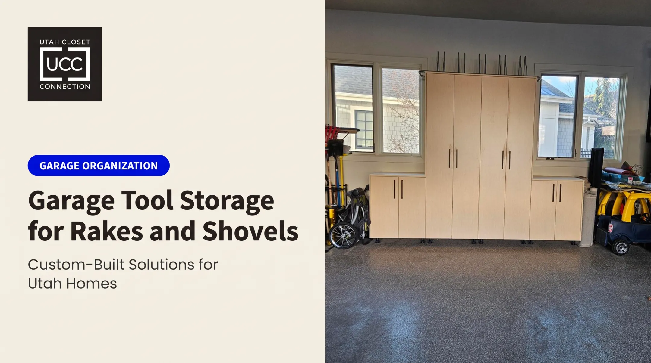Garage Tool Storage for Rakes and Shovels