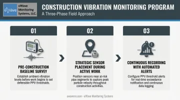 Three-phase construction vibration monitoring protocol for buried water pipeline protection