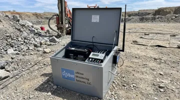 uWave remote monitoring station with solar panel seismograph and cellular modem deployed at blast site