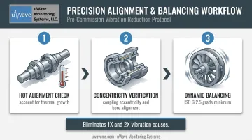 Precision shaft alignment and rotor balancing steps for steam turbine maintenance