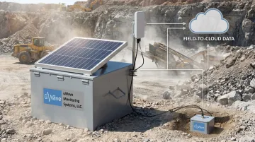 uWave solar-powered remote monitoring station with cellular modem in quarry field deployment
