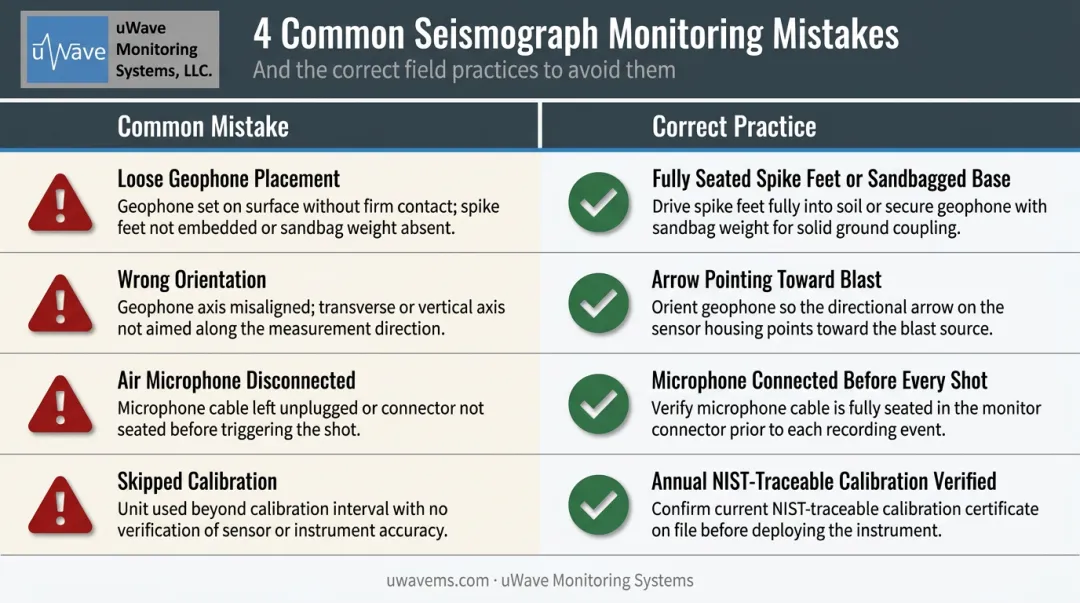 Four most common quarry vibration monitoring mistakes and correct field practice fixes