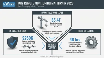Three 2026 market pressures driving remote asset monitoring adoption infographic