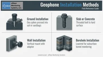 Four triaxial geophone installation methods for construction vibration monitoring sites