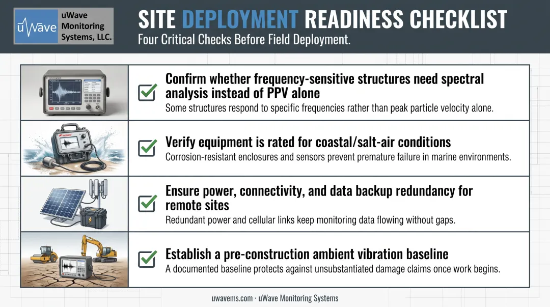 Pre-construction vibration monitoring plan checklist four verification steps