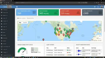 uWave cloud-connected blast monitoring dashboard showing real-time PPV alerts and waveform data