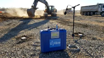 uWave Instantel seismograph equipment monitoring vibration sound and air overpressure onsite