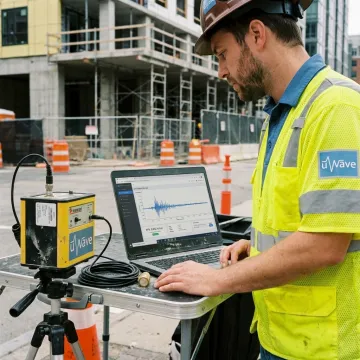Engineer reviewing cloud-based vibration monitoring data