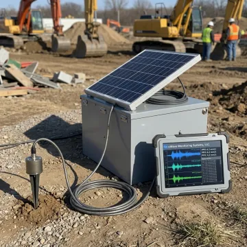 Online vibration monitoring equipment at a construction site