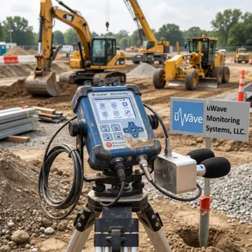 Remote acoustic and vibration monitoring equipment on a construction site