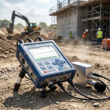 Remote vibration monitor operating at a construction site