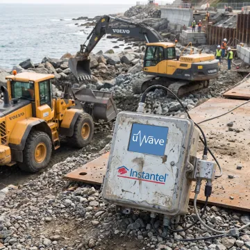 Remote vibration monitor at an active coastal construction site