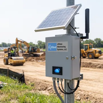 Remote noise and vibration monitor at a construction site