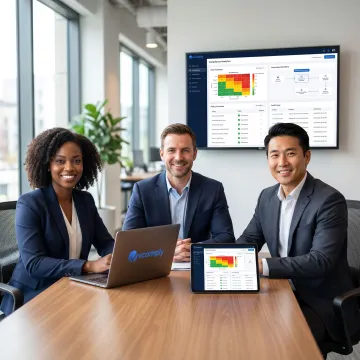 Team using GRC platform for compliance oversight