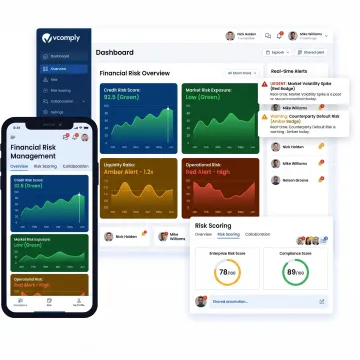 Financial risk management software dashboard