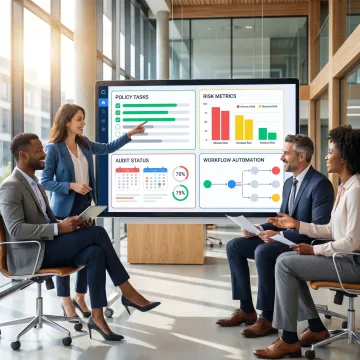 Team using compliance platform for oversight
