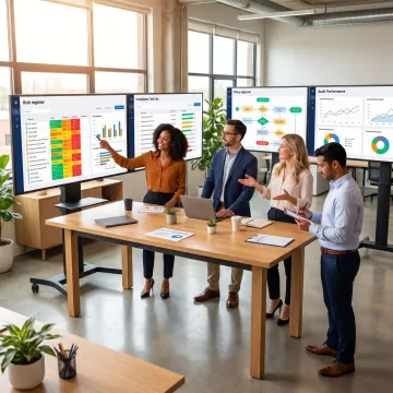 Team using integrated risk assurance software