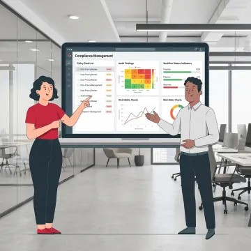 Team reviewing compliance platform data