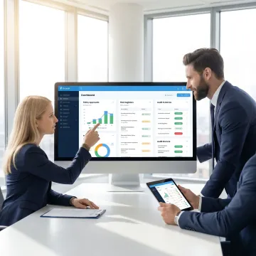 Compliance team reviewing fintech governance workflows