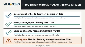 Three signals of healthy shortlist calibration in recruiting algorithms