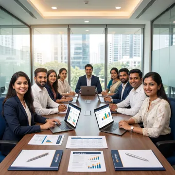 IT consultancy team discussing hiring strategy in India