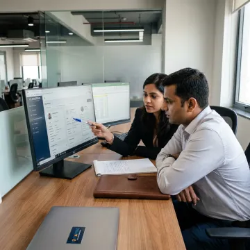 Recruitment consultants reviewing executive hiring profiles