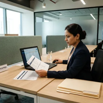 Healthcare recruiter reviewing quality assurance candidate profiles