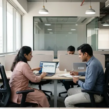 STEM recruitment consultants reviewing candidate profiles