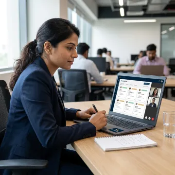 Virtual staffing recruiter reviewing pre-screened candidates