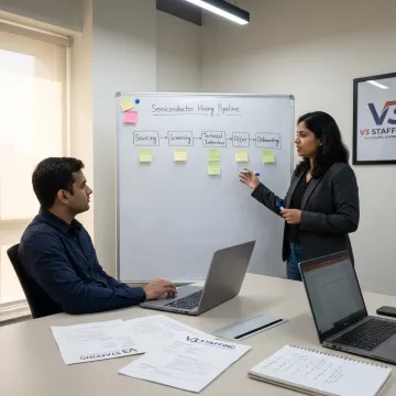 Recruitment team planning semiconductor hiring process