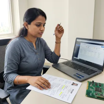 Semiconductor recruiter reviewing engineering candidates