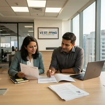 Contract staffing team reviewing candidate profiles