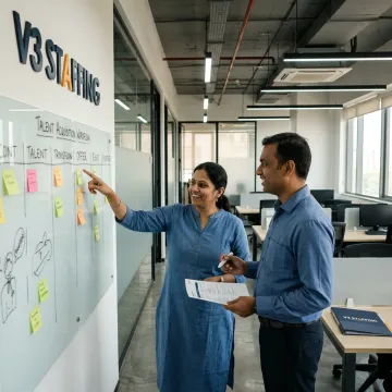 Recruitment team planning SaaS hiring process