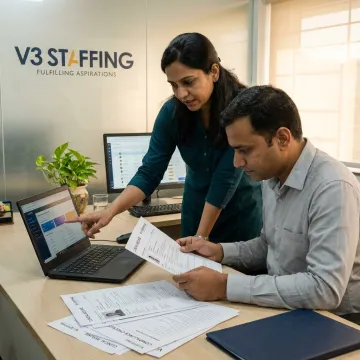 Healthcare staffing team reviewing candidate profiles
