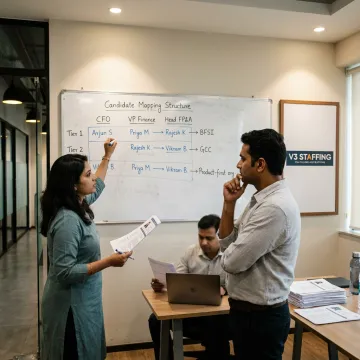 Recruitment team mapping executive candidates for asset management roles