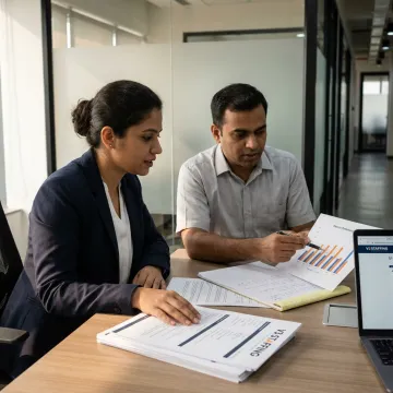 Executive search consultants reviewing asset management leadership profiles