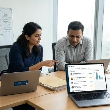 Healthcare IT staffing team reviewing candidate profiles