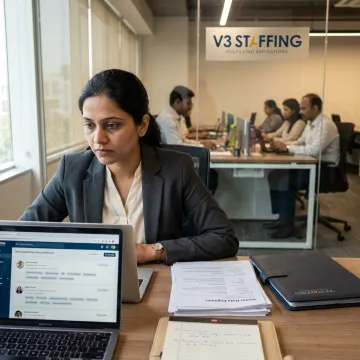 Recruiter reviewing big data candidate profiles